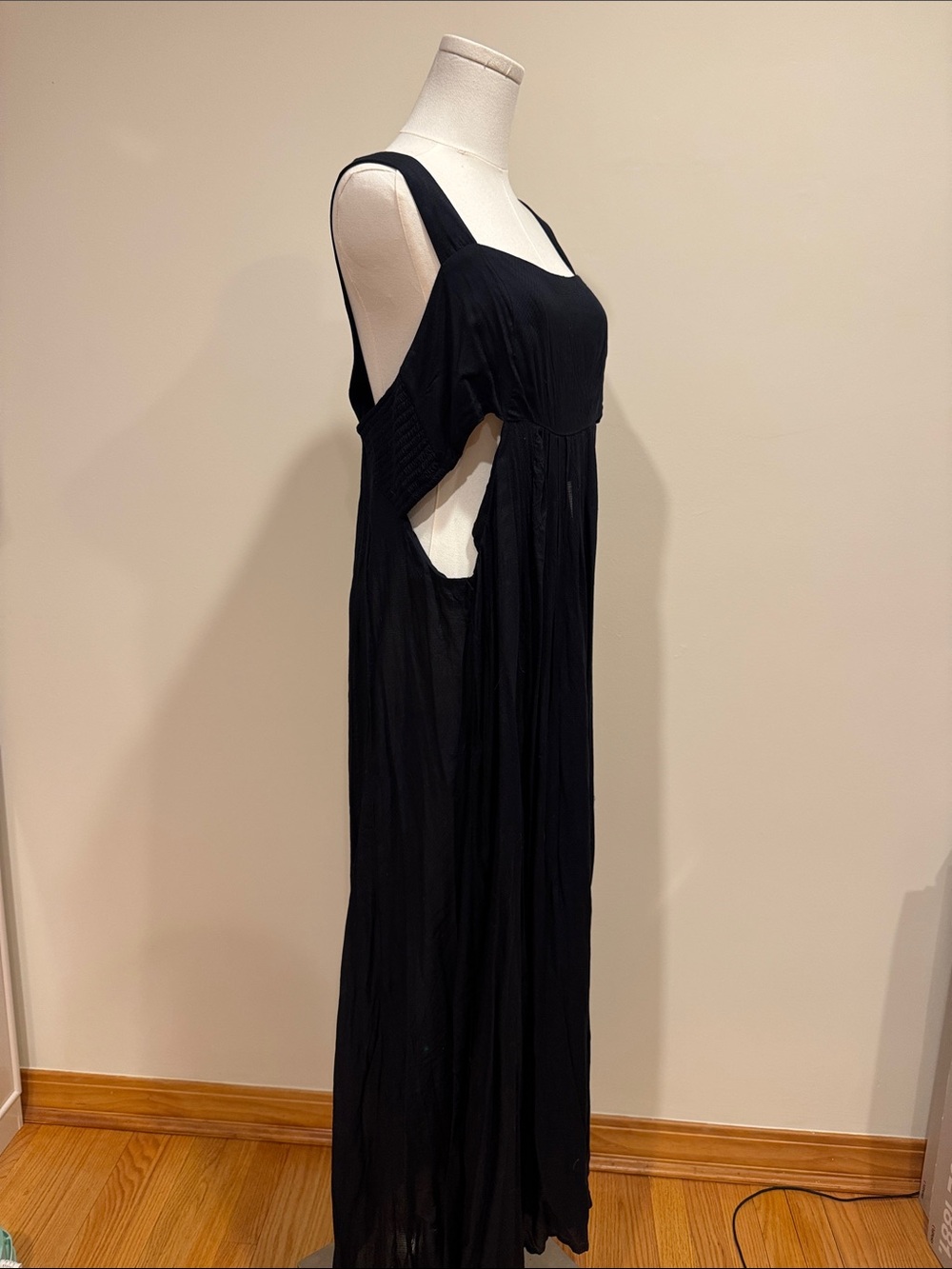 Anthropologie Black Sleeveless Swim Coverup Maxi with Side Cutouts